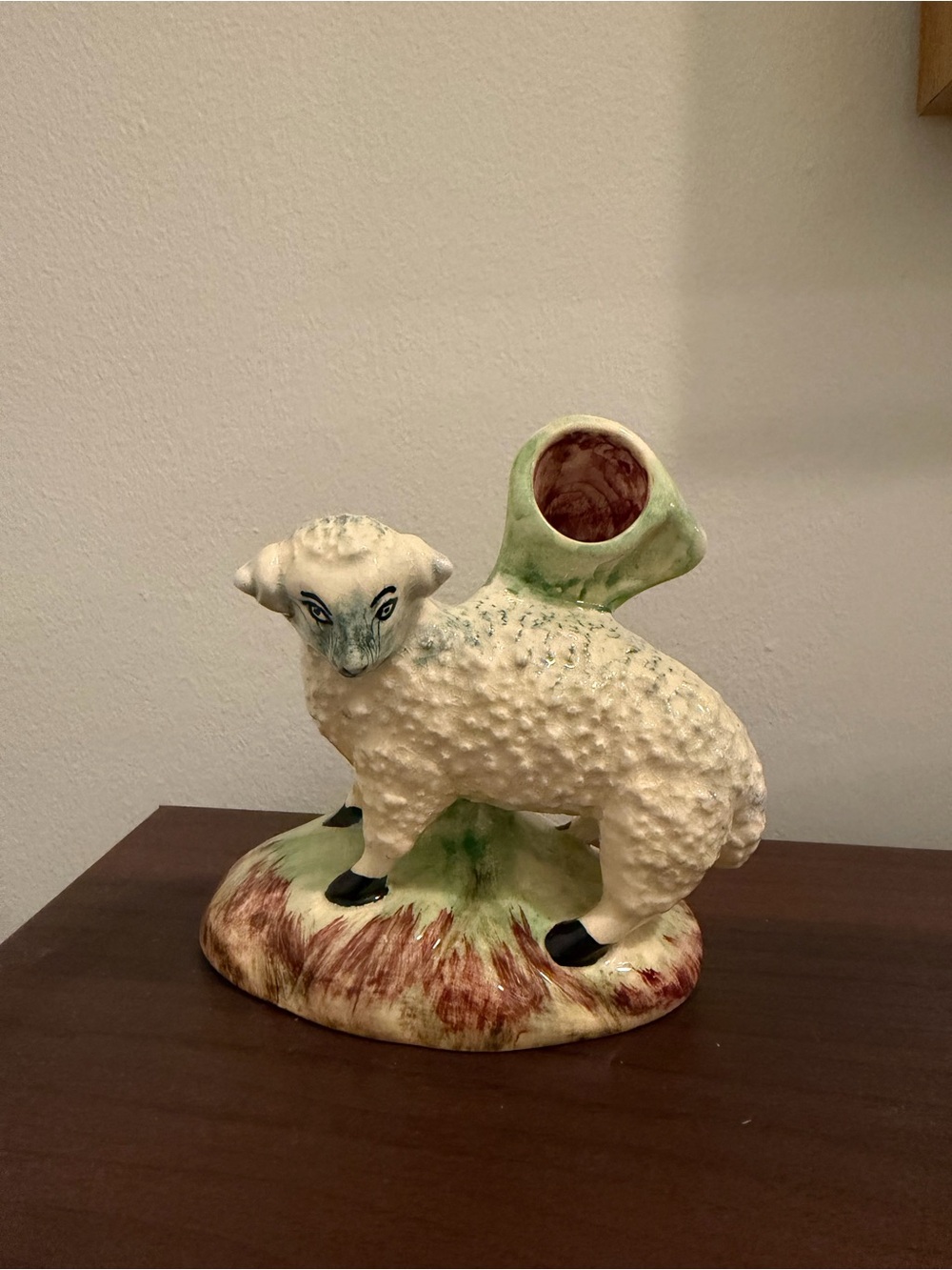 Antique Staffordshire England Lamb Spill Vase